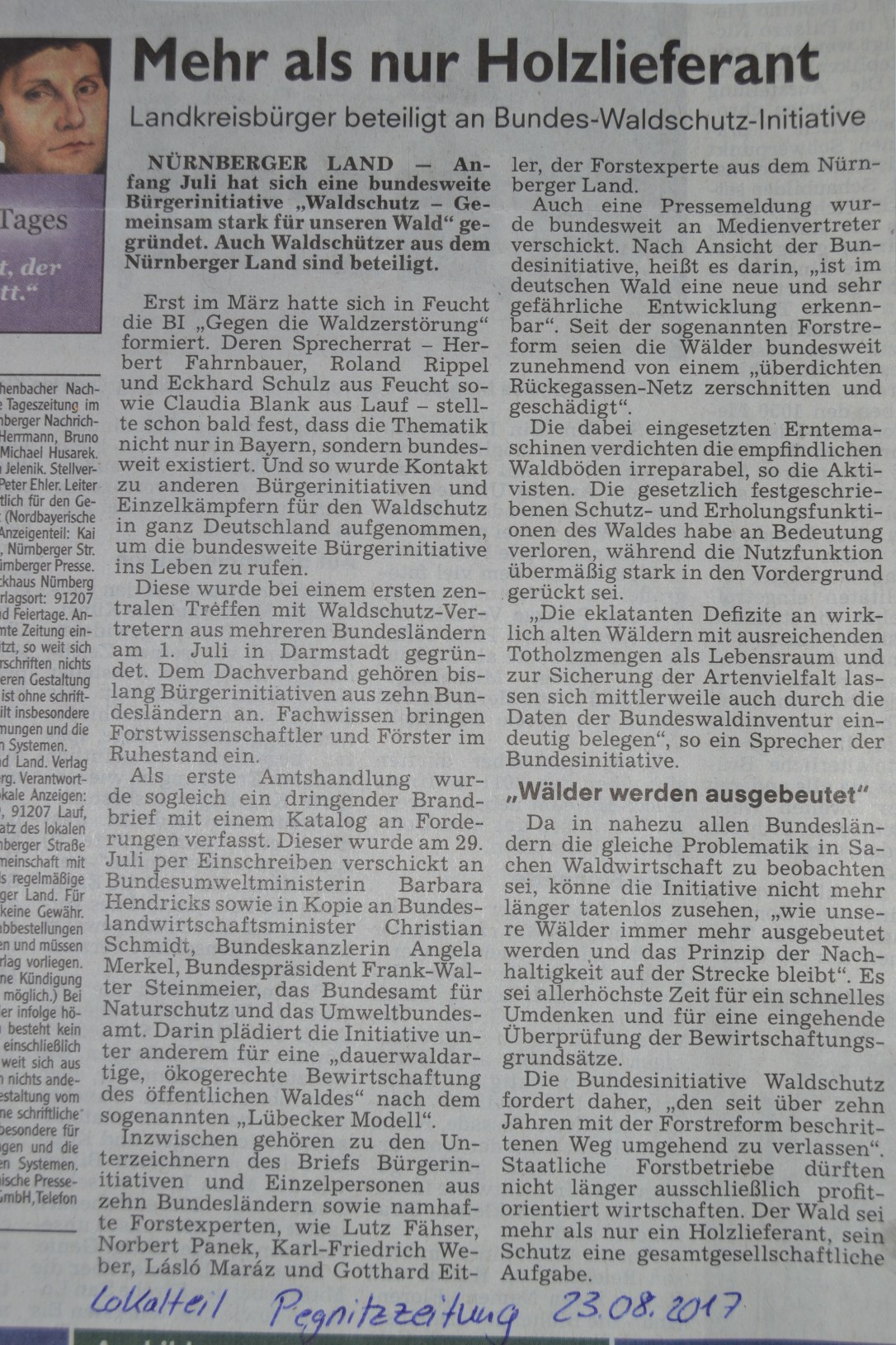 DSC_3141.JPG Pegnitzzeitung vom 23.08.2017 - Mehr als nur Holzlieferant - Laandkreisbürger beteiligt n Bundes-Waldschutz-Initiative